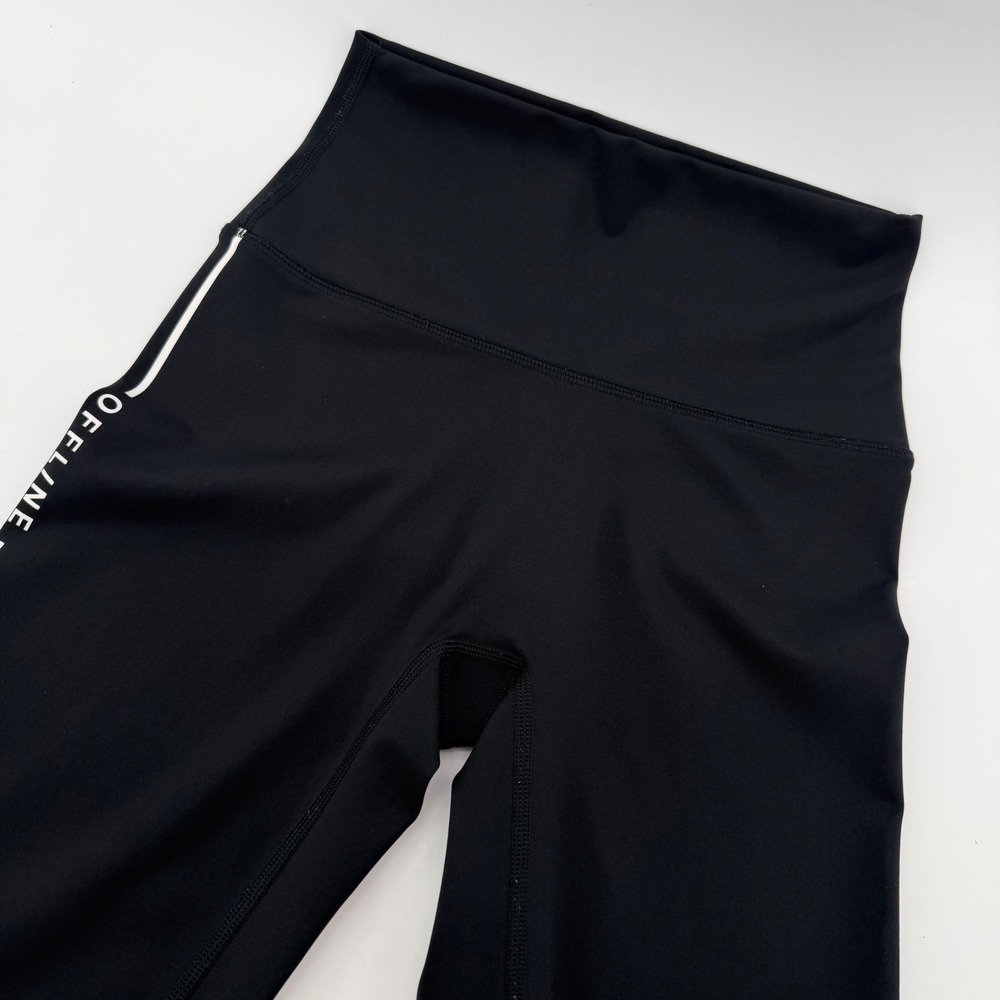 OFFLINE by Aerie Goals Leggings Womens Small Black High Rise 7/8 Side Stripe
